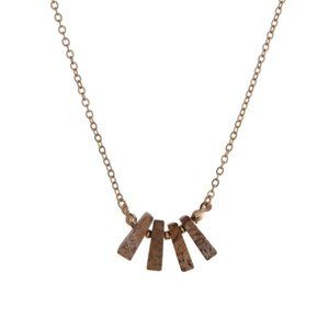 Dainty gold tone necklace with picture jasper natural stones. Approximately 16"